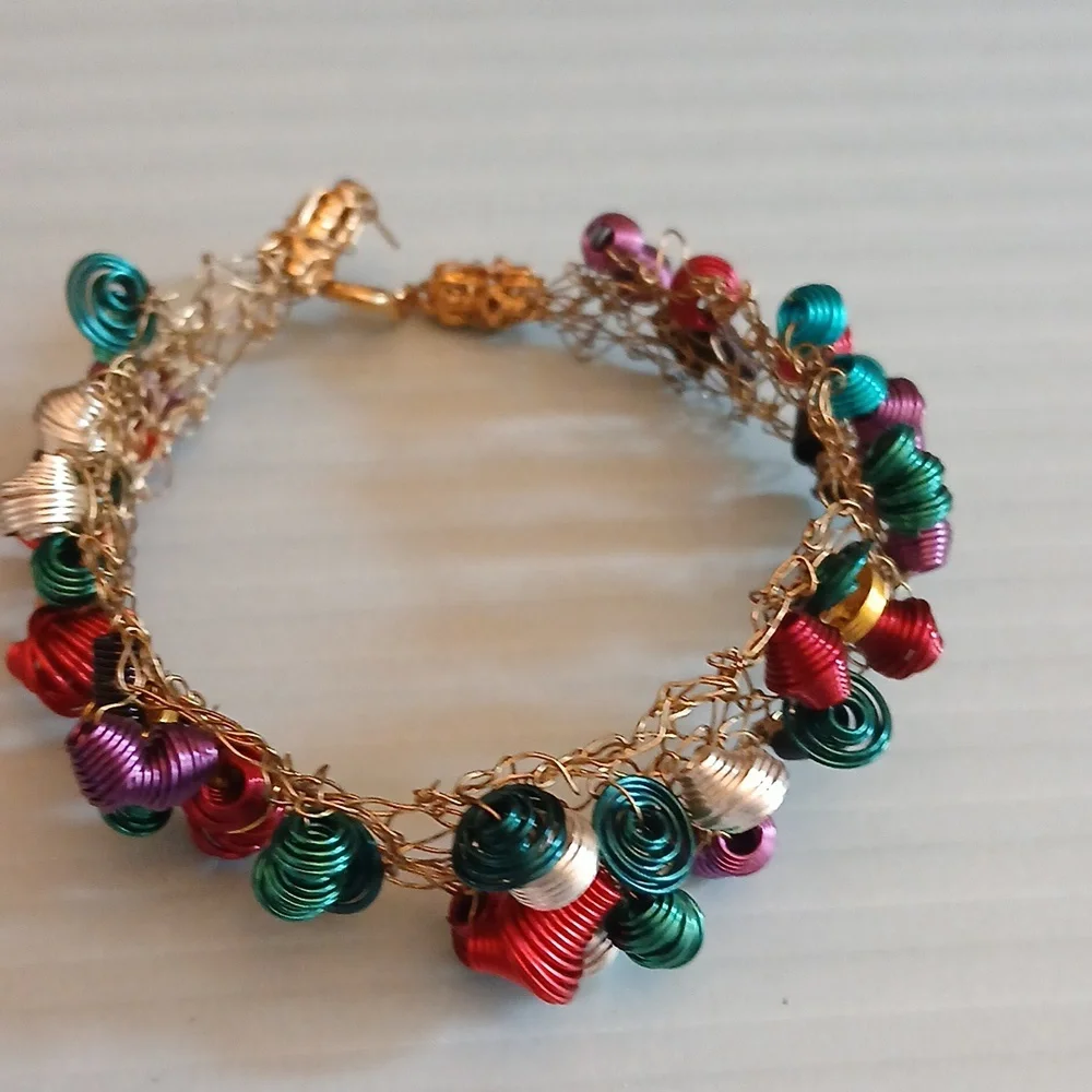 Women's Artisan Colorful Wire Wrapped Statement Bracelet